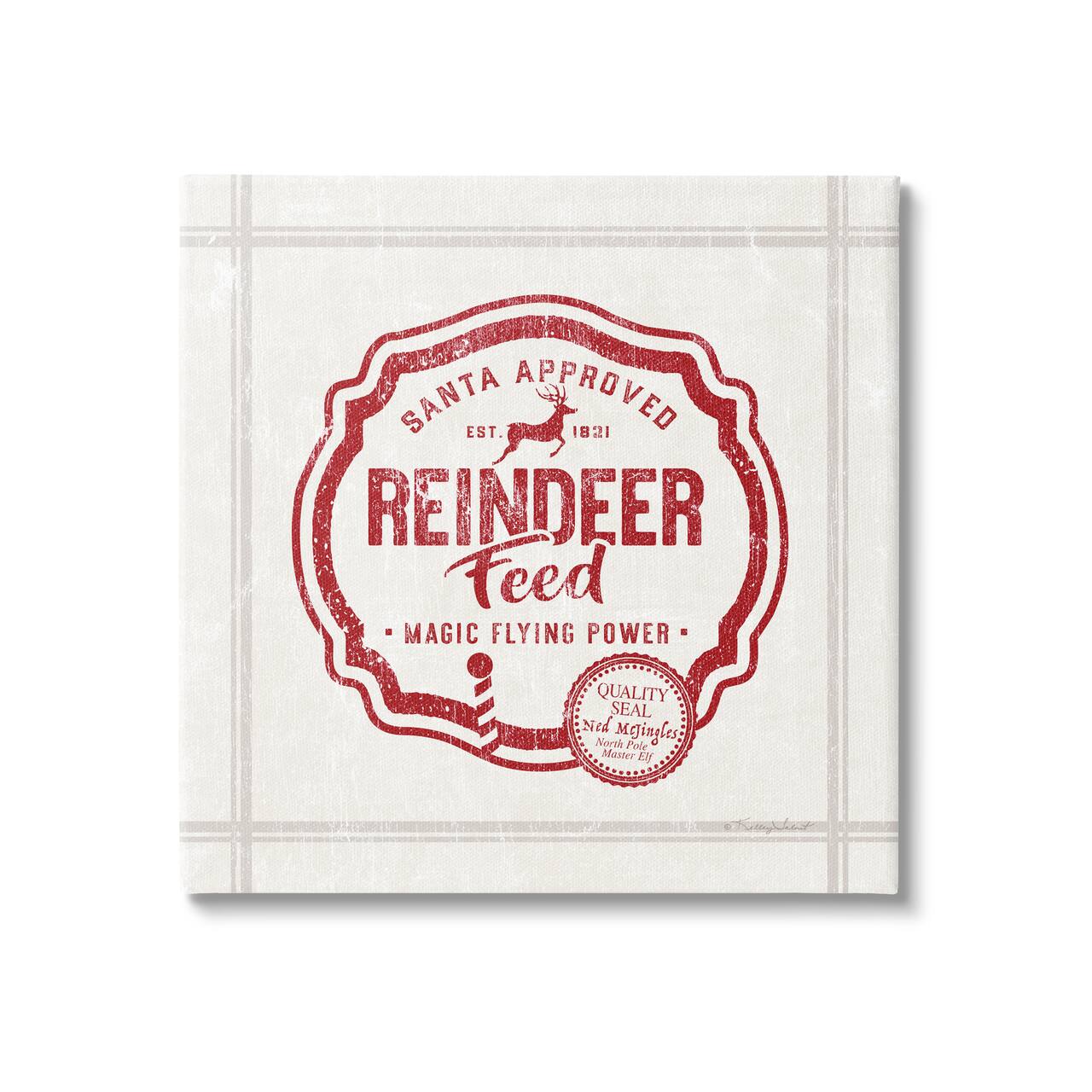 Stupell Industries Vintage Christmas Reindeer Feed Canvas Wall Art